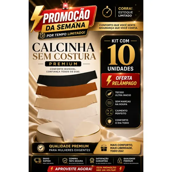 Kit 10 Calcinhas Fio Dental Sem Costura Não Marca Confortável Premium Corte Laser