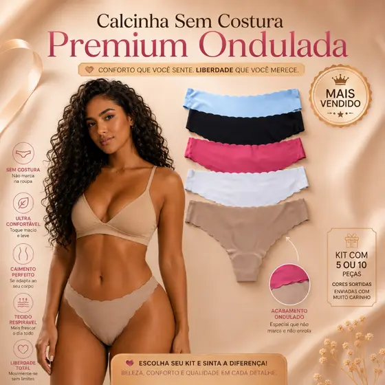 Kit 5 ou 10 Calcinhas Confortáveis Premium Sem Costura
