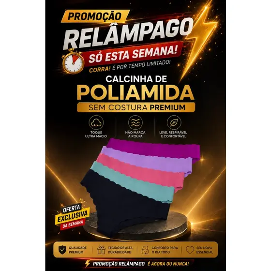 Kit Calcinhas Fio Dental Feminina Sem Costura Poliamida Canelada