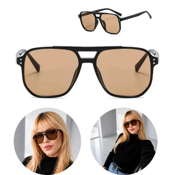 Óculos De Sol Feminino Estilo Blogueira Quadrado Luxo  Proteção UV Vintage Tendencia Blogueira