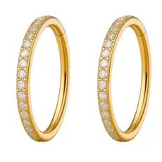KIT 2 Piercing de Titânio Argola Click Cravejada Dourado ou Prateado Septo, Hélix, Daith, Tragus, Rook, Conch, Brinco