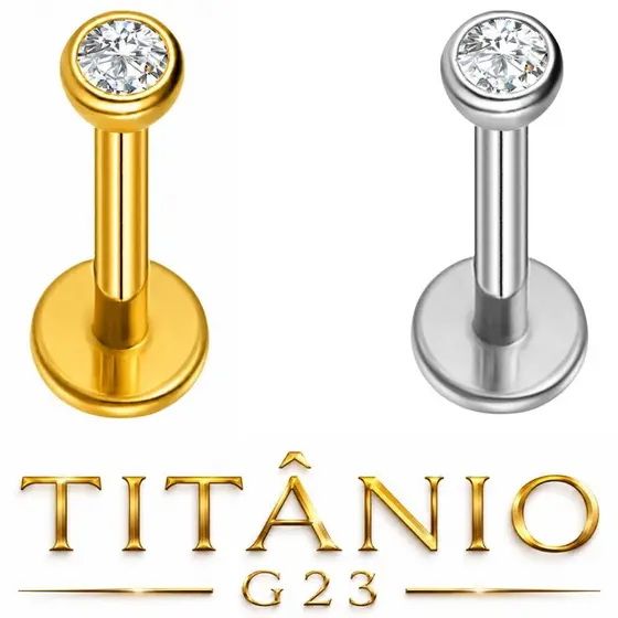 Piercing Titânio Ponto Luz Zircônia Helix Conch Labret Pvd