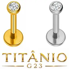 Piercing Titânio Ponto Luz Zircônia Helix Conch Labret Pvd