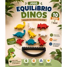 Jogo Equilíbrio Dinossauros Montessori | Brinquedo Educativo em Madeira | Coordenação Motora