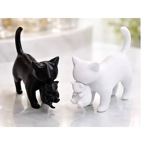 Escultura Gato com Filhote – Símbolo de Amor e Proteção, Decoração Delicada para Toda Casa