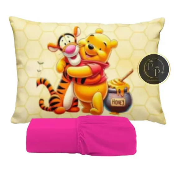 kit lençol de luxo de solteiro com elastico URSINHO POOH