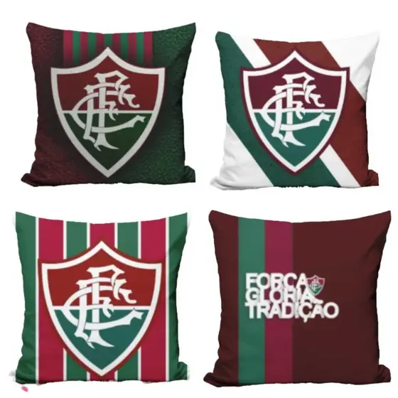 KIT COM 4 CAPAS DE ALMOFADAS DE LUXO DO FLUMINENSE OFC TIME