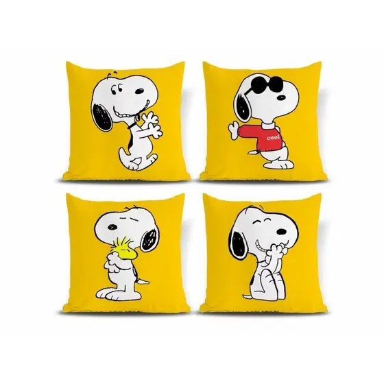 KIT 4 CAPAS DE ALMOFADAS DECORATIVAS SNOOPY TAMANHO 45X45 INFANTIL