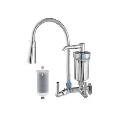 Torneira com Filtro Gourmet Flexível Cozinha Parede c/ Ducha 2 Jatos 1/4 de Volta com Refil