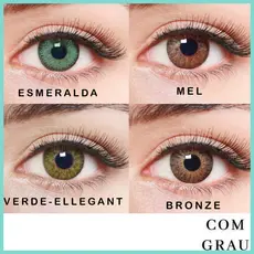 Lente de Contato Colorida Natural Vision Mensal Com Grau Miopia 2 Lentes (1 Par) 19 Cores