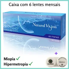 Lente de Contato Incolor Mensal Natural Vision Miopia Hipermetropia 6un + Estojo