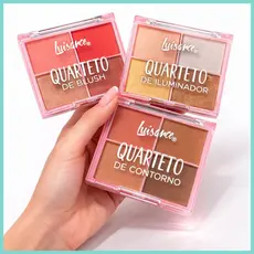 Quarteto Facial Luisance Blush Iluminador Contorno Paleta 4 Cores Maquiagem em Pó