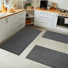 Jogo Tapete 3 Peças Antiderrapante kit Cozinha - 1 Passadeira e 2 Tapetes Fácil de Limpar