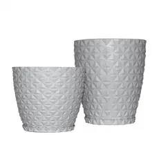 Kit 2 Vasos Polietileno para Plantas Jardim Sala Luxo Coluna Bojo Diamante PP e P