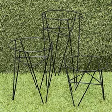 Kit Suporte Para Vasos de Plantas Decoração Jardim Casa Tripés 3 Tamanhos Alturas Diferentes Suporte Ferro