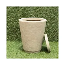Vaso para Planta Decorativo Cone Redondo Escovado N°1 Luxo Moderno com Prato