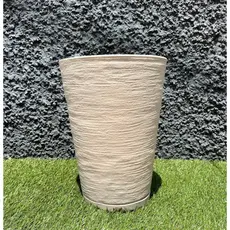Vaso para Planta Decorativo Cone Redondo Escovado N°2 Luxo Moderno com Prato