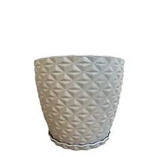 Vaso para planta decorativo em polietileno redondo estilo diamante PP COM PRATO