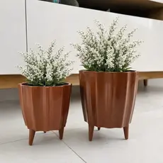Kit Mini Vaso para Planta Cacau Ondulado Alto Brilho com Pé