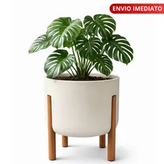 Vaso Polietileno Para Plantas com Pé de Madeira Vaso Nórdico com Suporte
