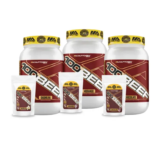 Beef Protein sachê 35g | Sabores Morango Baunilha Chocolate | Dose Única