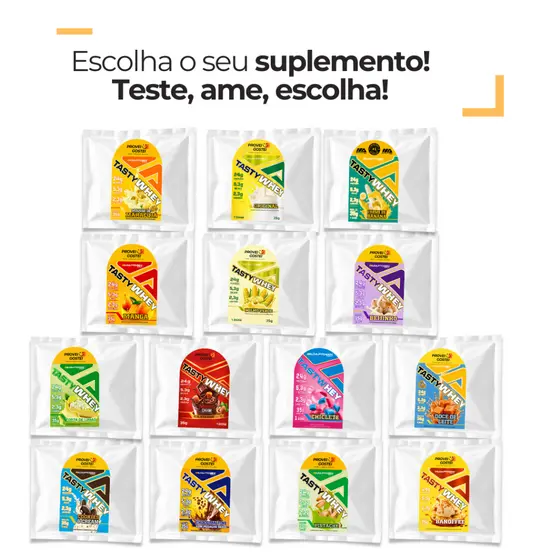 Tasty Whey Sachê 35g Kit com 3 Unidades | Suplemento Alimentar Proteico | Sabores Variados