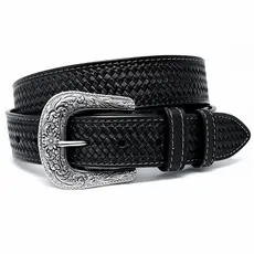 Cinto Country Luxo Em Couro Legítimo Entalhado Cesta Para Rodeio E Lida Com Fivela Reforçada