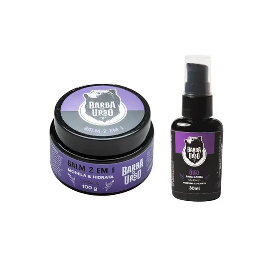 Kit Balm 2 em 1(hidratante e modelador) e  Óleo de Sândalo Barba de Urso