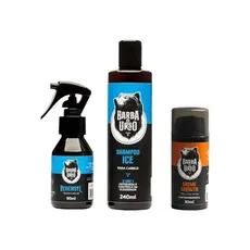 Kit Shampoo antiqueda + Tônico Capilar Redensyl + Tônico para a Barba Creme Growth Barba de Urso