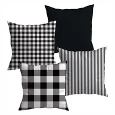 Kit 4 Capas De Almofadas Decorativas 45x45 Xadrez Em Tecido Oxford Com Zíper Para Sofá Sala E Quarto