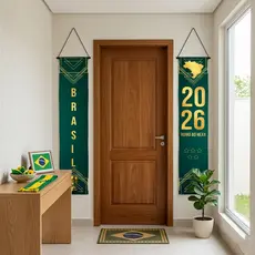 Kit 2 Faixa Decorativa Brasil Copa Futebol Festa Torcida Decoração Verde Amarelo