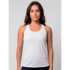 Blusa Regata Fitness Feminina Tecido Dry Fit Texturizado Branca
