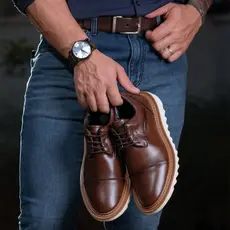 Sapato Social Oxford Verona Tratorado Confortável Masculino Social Brogue Moderno Estiloso Dia dos Pais
