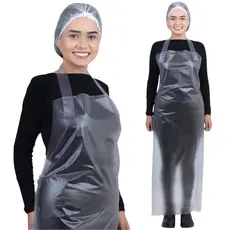 Kit 10 Avental Impermeável Vinil Transparente Açougue Cozinha 60x110cm Cordão de Fitilho Prevemax