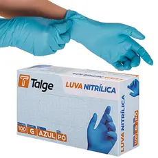 Luva Nitrílica Azul Talge 100un Sem Pó Profissional Cozinha Restaurante Proteção