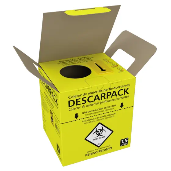 Coletor Perfurocortante 1,5L Descarpack Descarte Seguro p/ Agulhas e Resíduos