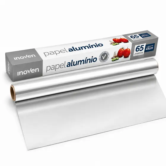 Papel Alumínio Rolo 45 Cm X 65 Metros Grande Cozinha Profissional