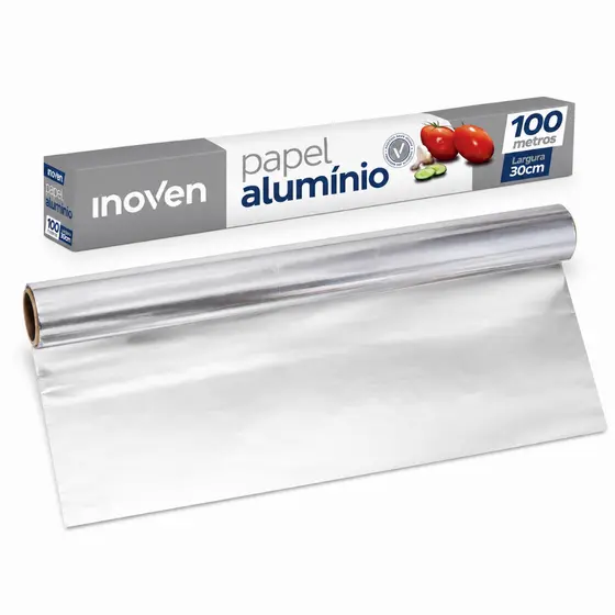 Papel Alumínio Rolo 30 Cm X 100 Metros Grande Cozinha Profissional