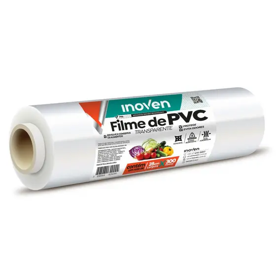 Filme PVC Inoven 28cm x 300m Plástico Filme Transparente Profissional Para Alimentos