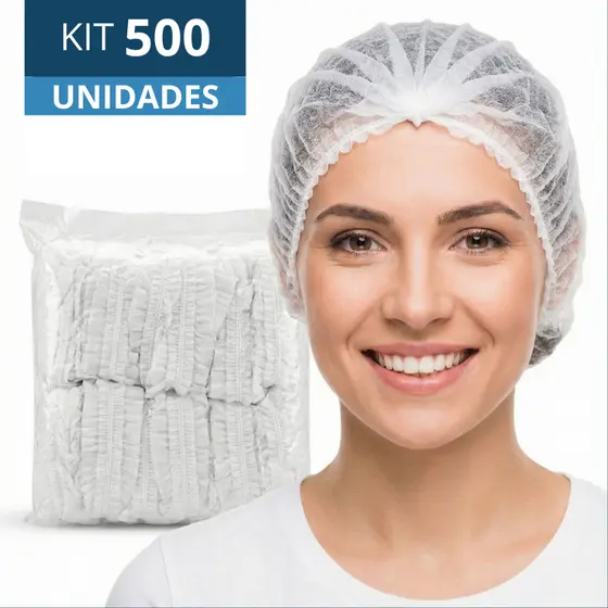 Touca Descartável TNT Branca Sanfonada C/ Elástico 500un Anvisa Inoven