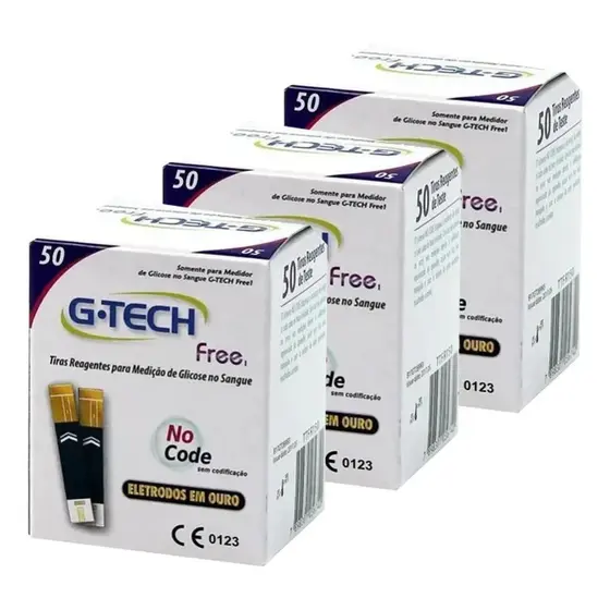 1, 2, 3 ou 4 Fracos de Tiras Free1 G-tech de Glicose c/50 Original - Para Medição De Glicose