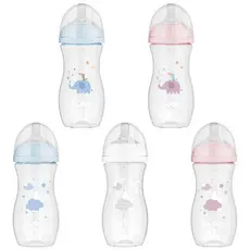 Mamadeira Anticólica Easy Flow Buba 330 ml, Nuvem ou Elefante, Bico Confortável e Sedoso