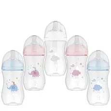 Mamadeira Anticólica Easy Flow Buba 270 ml, Nuvem ou Elefante, Bico Confortável e Sedoso
