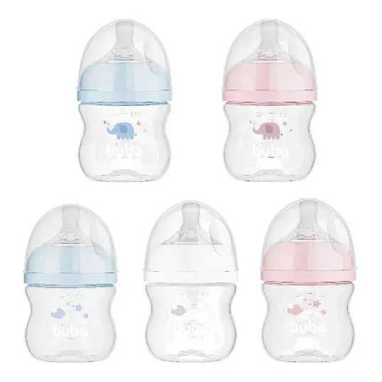 Mamadeira Anticólica Easy Flow Buba Récem Nascido 120 ml, Nuvem ou Elefante, Bico Confortável e Sedoso +0 meses