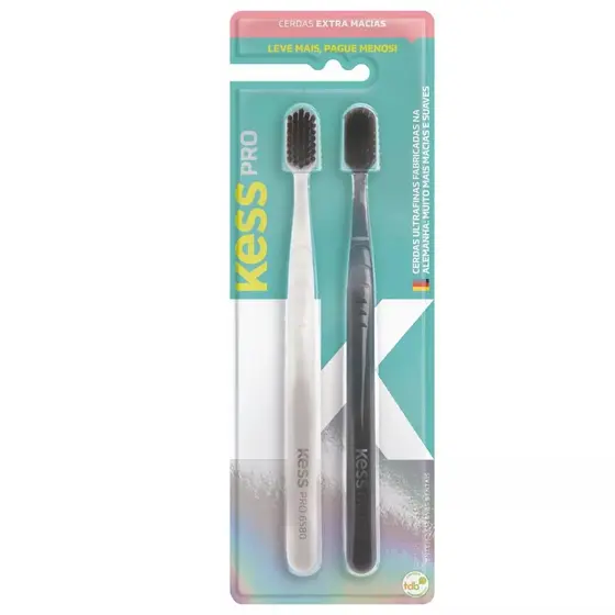 Pack Com 2 Escovas Dentais Kess Pro Extra Macias Bw