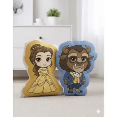 Kit 2 Almofadas A Bela e a Fera Personalizadas - Formato Irregular 45cm