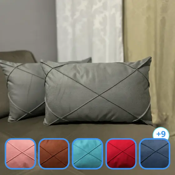 Kit 02/04 Almofadas Com Refil Baguete Retangular Suede Drapeada 30x50cm Decorativas Para Sofá e Cama