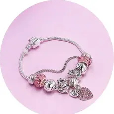 Pulseira Berloques Prata Feminina Presente moda/Modelo aleatório