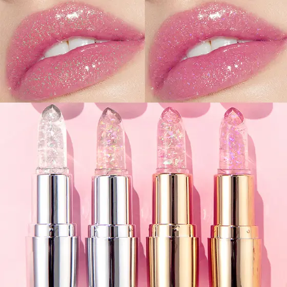 Brilho Labial Hidratante Geleia Brilhante Colorido Temperatura Mudança De Cor Batom Mágico Espelho Diamante Impermeável