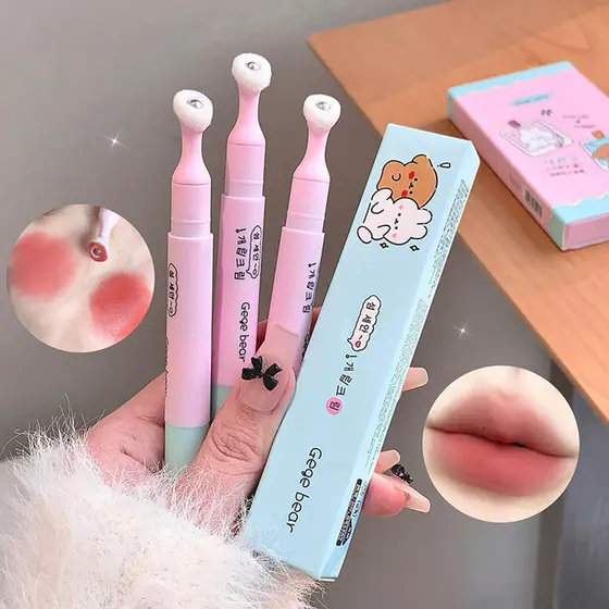 Gege Bear Velvet Matte Lip Cream , Outono/Inverno Lama Labial De Veludo Colorido De Longa Duração , Batom Pigmentado Par